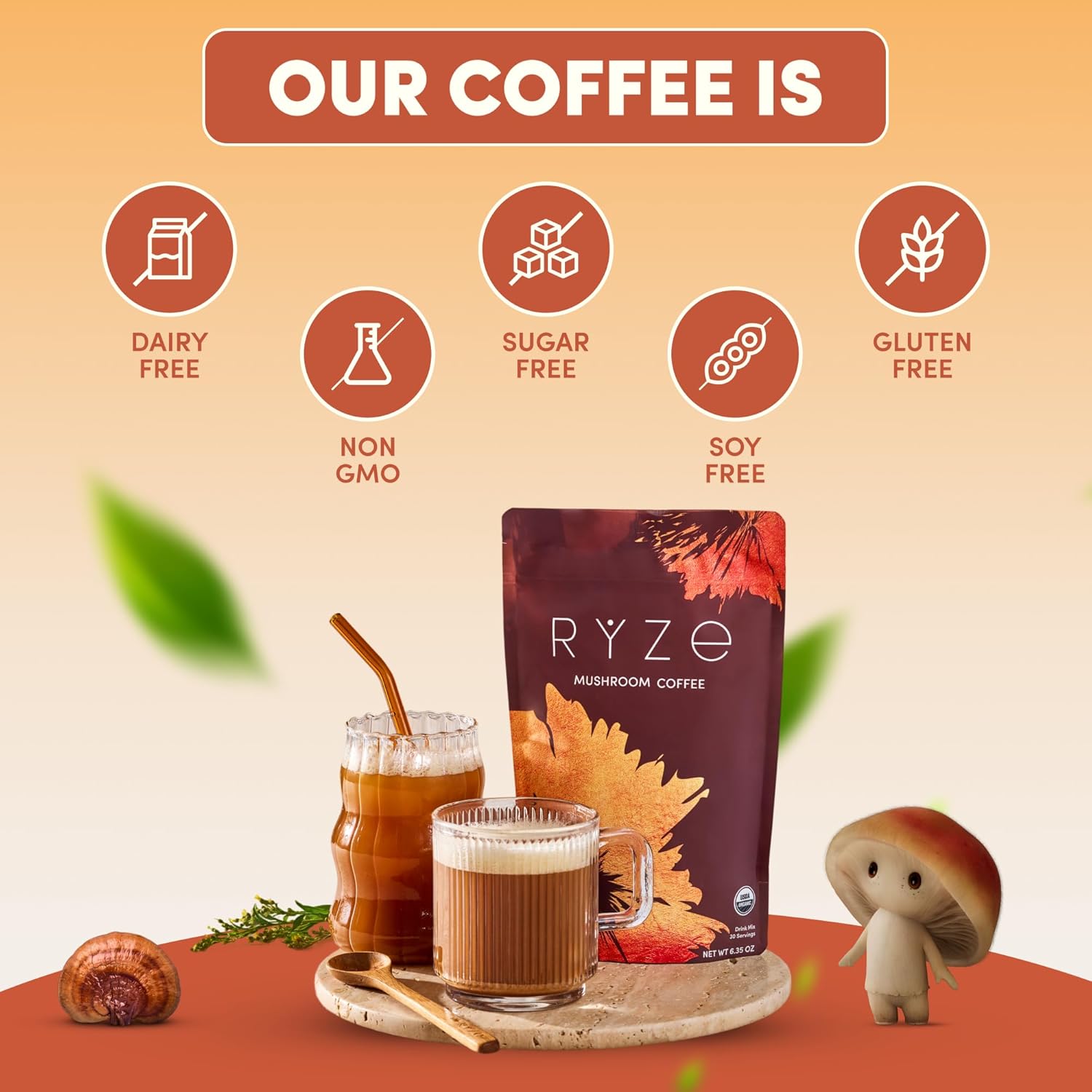 RYZE SUPERFOODS Mushroom Coffee USDA Organic with 6 Adaptogenic Mushrooms and MCT Oil - Image 8