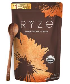 RYZE SUPERFOODS Mushroom Coffee USDA Organic with 6 Adaptogenic Mushrooms and MCT Oil