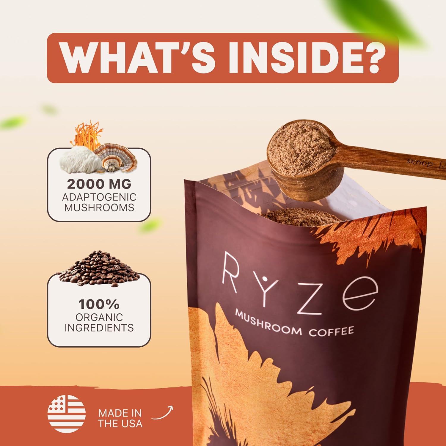 RYZE SUPERFOODS Mushroom Coffee USDA Organic with 6 Adaptogenic Mushrooms and MCT Oil - Image 5