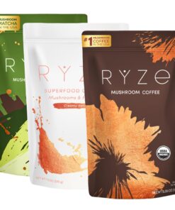RYZE SUPERFOODS Ultimate Energy Bundle, USDA Organic Mushroom Coffee & Mushroom Matcha + Probiotic Creamer