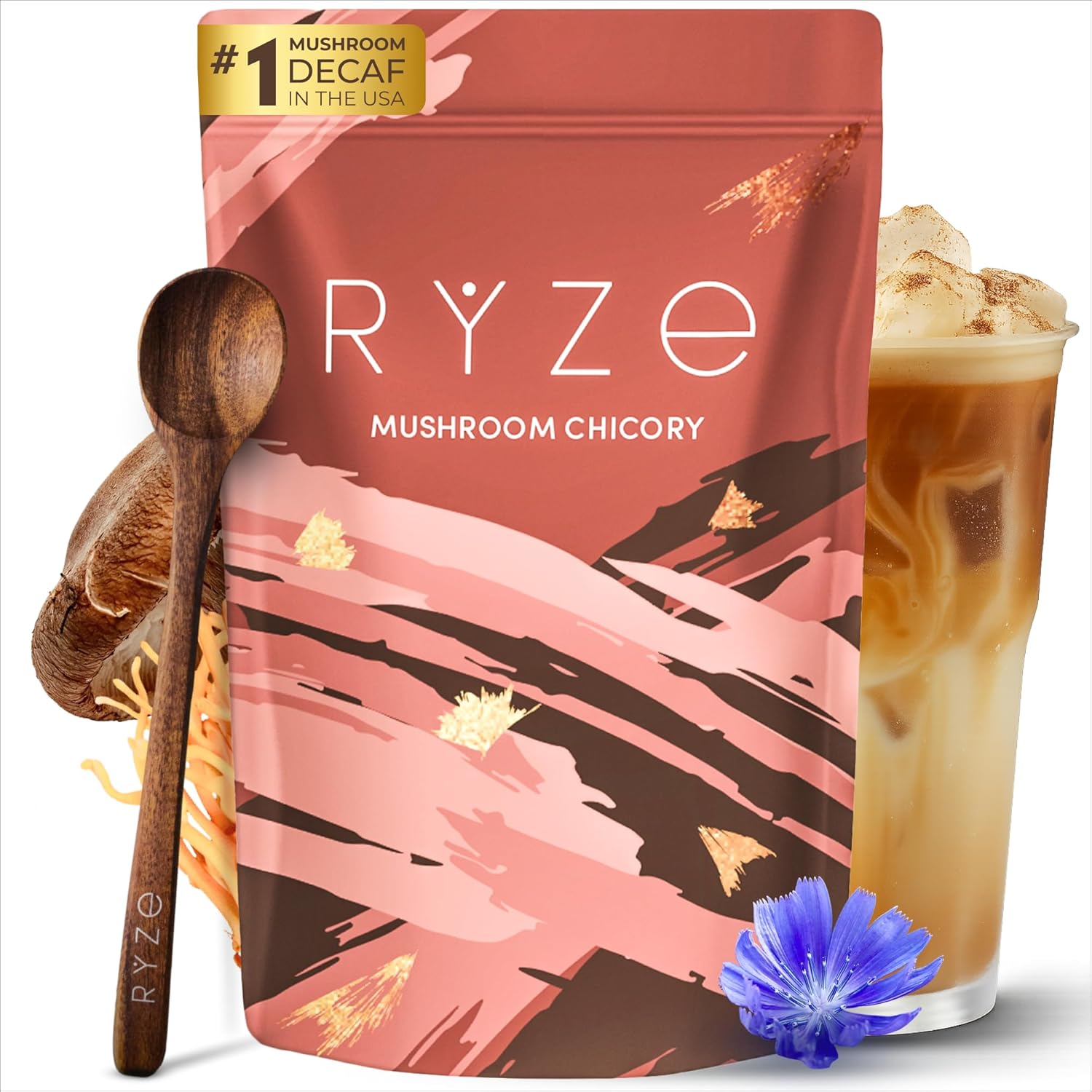 RYZE SUPERFOODS Mushroom Chicory with 6 Organic Adaptogenic Mushrooms
